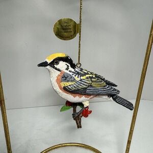 The Songbird Christmas Chestnut-sided Warbler ornament By Danbury Mint With Tag